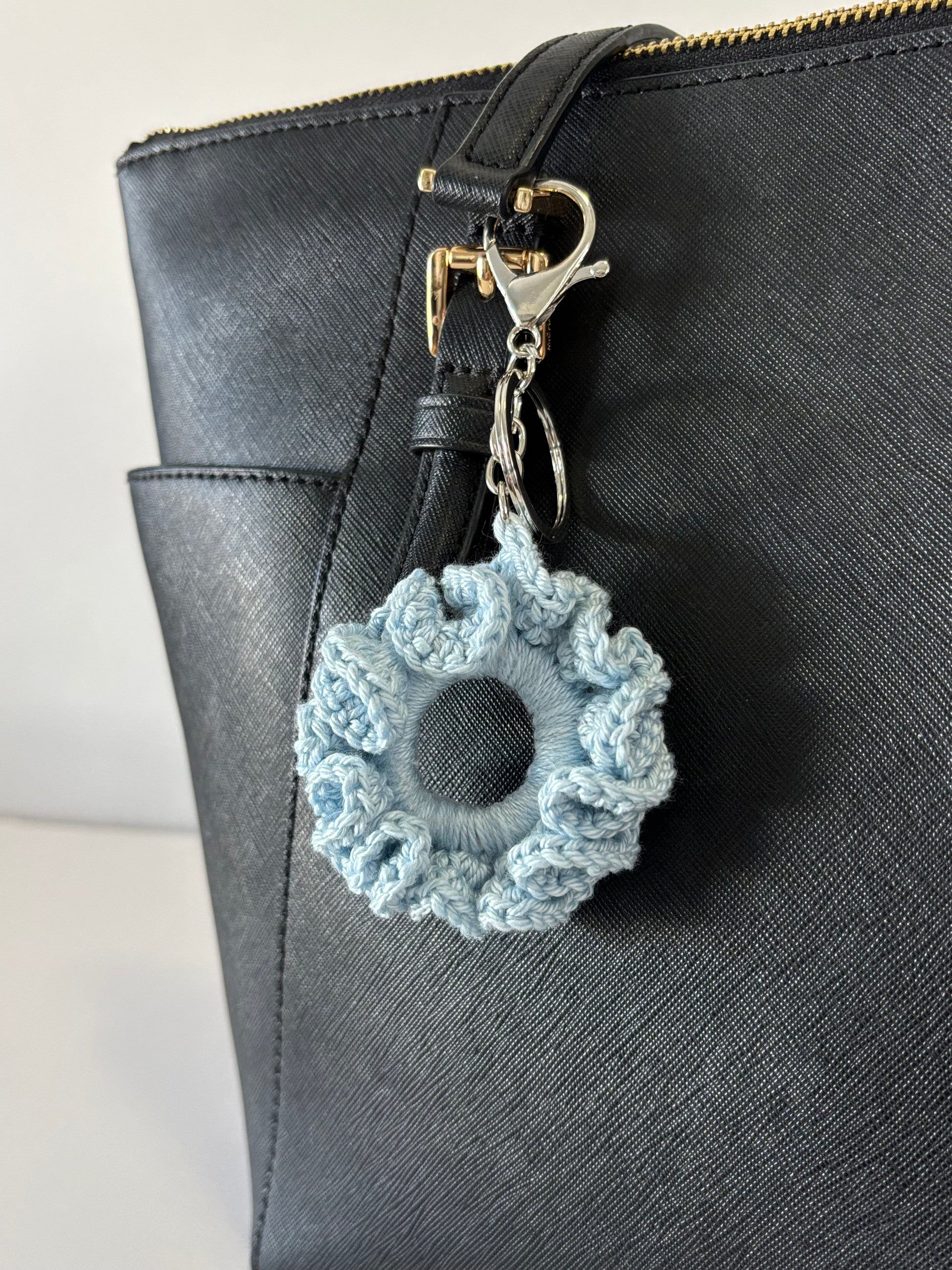 Porte-clé chouchou Bleu givre